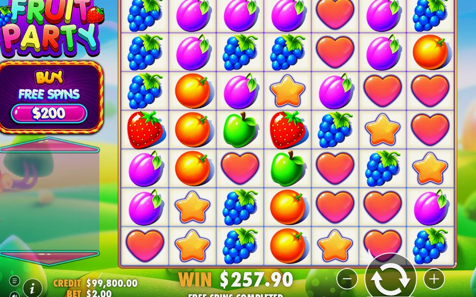 Win screen after a cluster pays on the grid