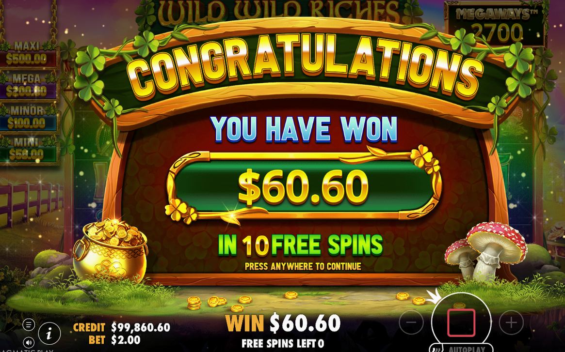 Free Spins screen with Money Collect active