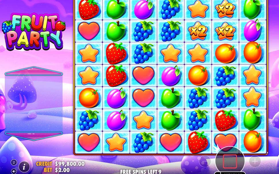 Night-time candy-land background during Free Spins